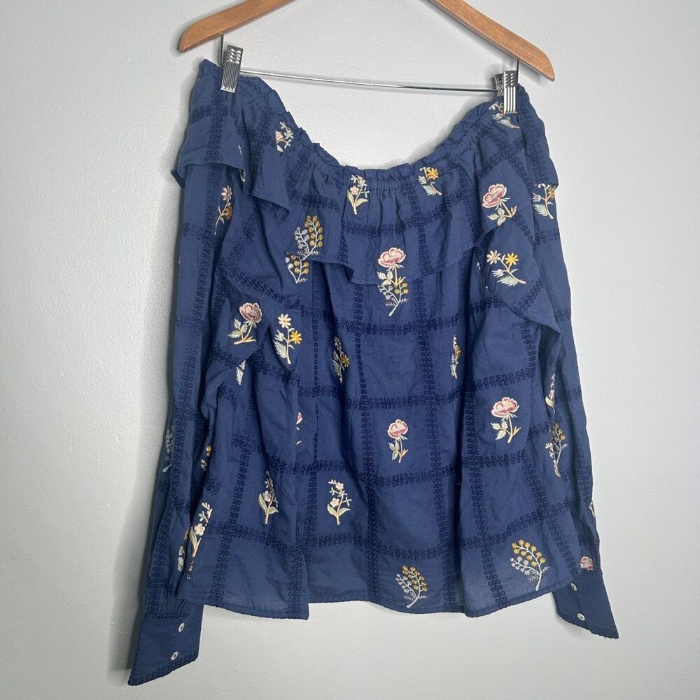Sezane Garancine Off Shoulder Embroidered Shirt - Picture 7 of 12